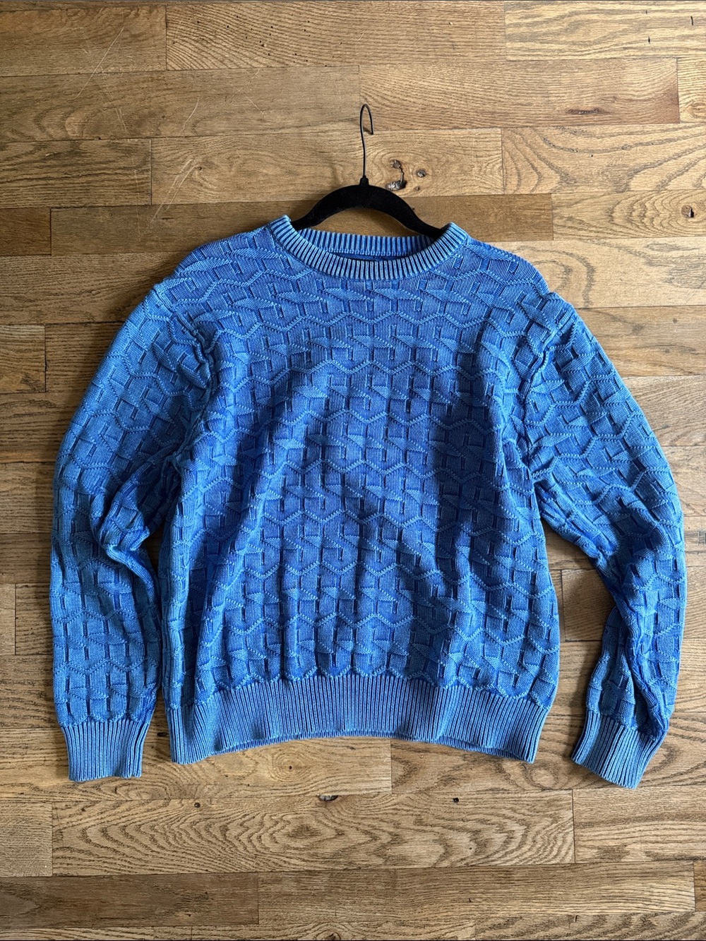 Men's Light Blue Stussy Patterned Knit Sweater